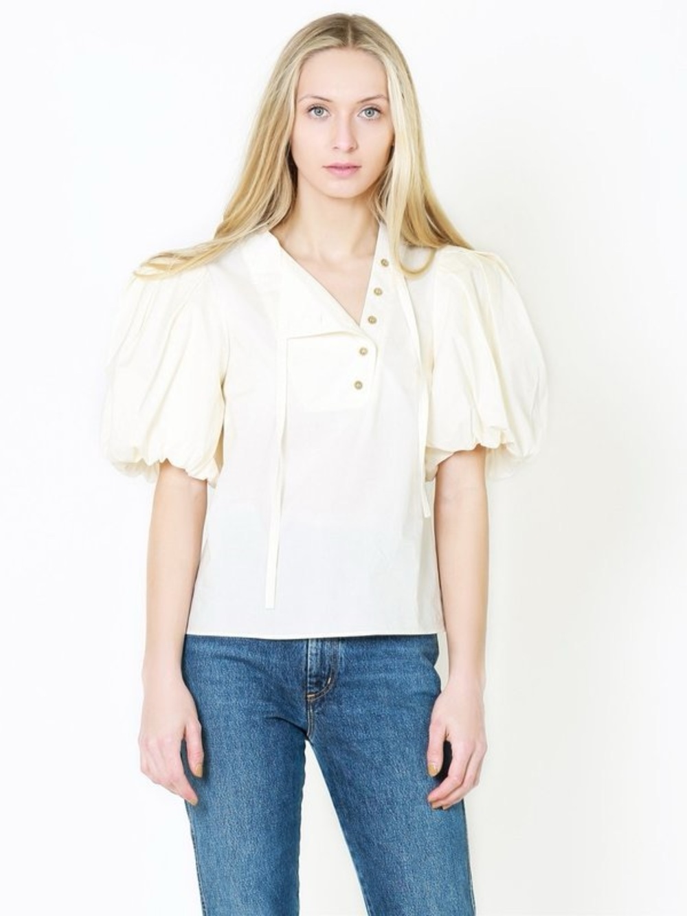Ulla Johnson 100% Cotton Creme Puff Sleeve Elise Top Sz 6 Cottage Preppy Prairie